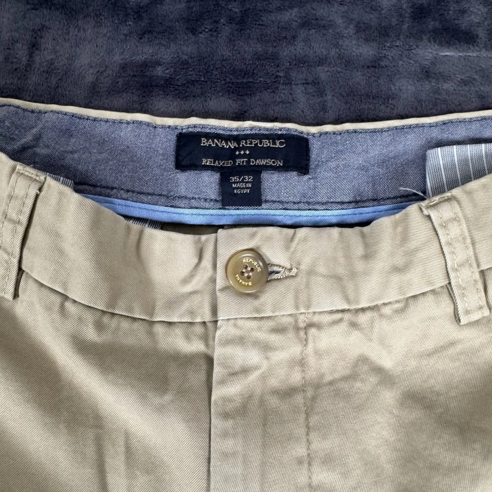 Banana Republic Chino Pants Mens 35x32 Tan Relaxed Fit Dawson Khaki Cotton